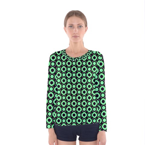 Mazipoodles Green Donuts Polka Dot Women s Long Sleeve Tee by Mazipoodles