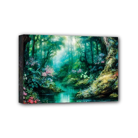 River Stream Flower Nature Mini Canvas 6  x 4  (Stretched)