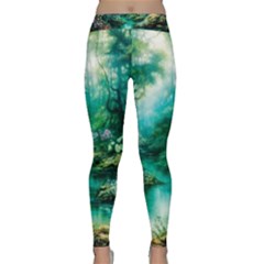 River Stream Flower Nature Classic Yoga Leggings by Ravend