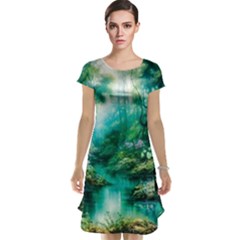 River Stream Flower Nature Cap Sleeve Nightdress by Ravend
