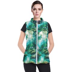 River Stream Flower Nature Women s Puffer Vest