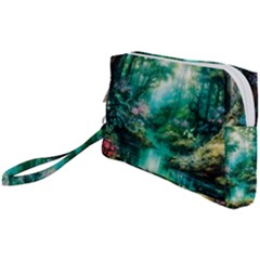 River Stream Flower Nature Wristlet Pouch Bag (Small)