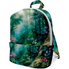 River Stream Flower Nature Zip Up Backpack by Ravend