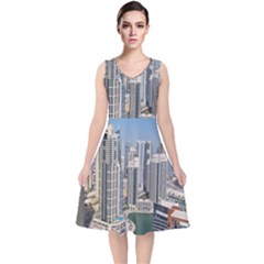 Building Sea Architecture Marina V-neck Midi Sleeveless Dress 