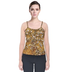 Honey Bee Bees Insect Velvet Spaghetti Strap Top