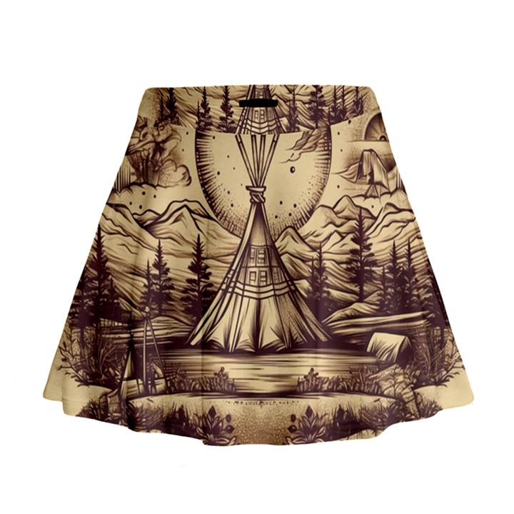 Nation Indian Native Indigenous Mini Flare Skirt