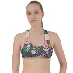 Bug Nature Flower Dragonfly Criss Cross Racerback Sports Bra