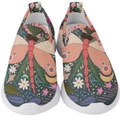 Bug Nature Flower Dragonfly Kids  Slip On Sneakers by Ravend