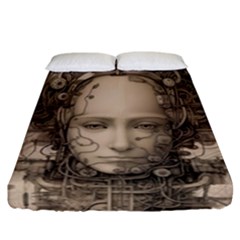 Cyborg Robot Future Drawing Poster Fitted Sheet (california King Size)