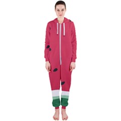 Minimalist Summer Watermelon Wallpaper Hooded Jumpsuit (ladies) by Ravend