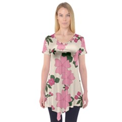 Floral Vintage Flowers Short Sleeve Tunic 