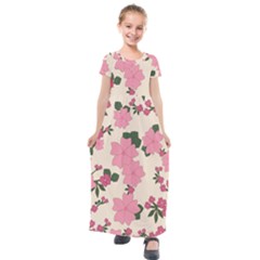 Floral Vintage Flowers Kids  Short Sleeve Maxi Dress by Dutashop