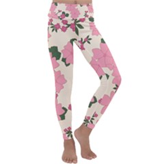 Floral Vintage Flowers Kids  Lightweight Velour Classic Yoga Leggings by Dutashop