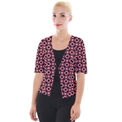 Mazipoodles Red Donuts Polka Dot  Cropped Button Cardigan by Mazipoodles