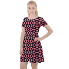 Mazipoodles Red Donuts Polka Dot  Cap Sleeve Velour Dress  by Mazipoodles