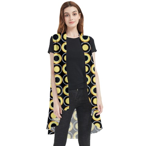  Mazipoodles Yellow Donuts Polka Dot Sleeveless Chiffon Waistcoat Shirt by Mazipoodles