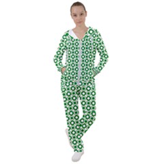 Mazipoodles Green White Donuts Polka Dot  Women s Tracksuit by Mazipoodles