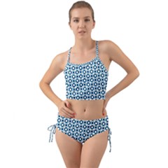 Mazipoodles Dusty Duck Egg Blue White Donuts Polka Dot Mini Tank Bikini Set by Mazipoodles