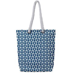 Mazipoodles Dusty Duck Egg Blue White Donuts Polka Dot Full Print Rope Handle Tote (small) by Mazipoodles