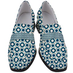 Mazipoodles Dusty Duck Egg Blue White Donuts Polka Dot Women s Chunky Heel Loafers by Mazipoodles