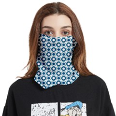 Mazipoodles Dusty Duck Egg Blue White Donuts Polka Dot Face Covering Bandana (two Sides) by Mazipoodles