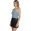 Mazipoodles Dusty Duck Egg Blue White Donuts Polka Dot Flowy Camisole Tie Up Top View2