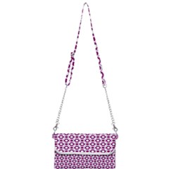 Mazipoodles Magenta White Donuts Polka Dot Mini Crossbody Handbag by Mazipoodles