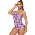 Mazipoodles Magenta White Donuts Polka Dot Retro Full Coverage Swimsuit View2