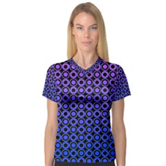 Mazipoodles Purple Pink Gradient Donuts Polka Dot V-neck Sport Mesh Tee