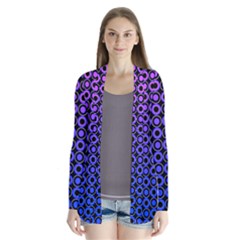 Mazipoodles Purple Pink Gradient Donuts Polka Dot Drape Collar Cardigan by Mazipoodles