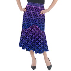 Mazipoodles Purple Pink Gradient Donuts Polka Dot Midi Mermaid Skirt by Mazipoodles