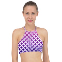 Mazipoodles Pink Purple White Gradient Donuts Polka Dot  Halter Bikini Top by Mazipoodles