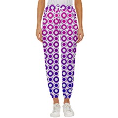 Mazipoodles Pink Purple White Gradient Donuts Polka Dot  Women s Cropped Drawstring Pants by Mazipoodles