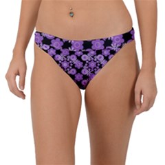 Bitesize Flowers Pearls And Donuts Lilac Black Band Bikini Bottoms by Mazipoodles