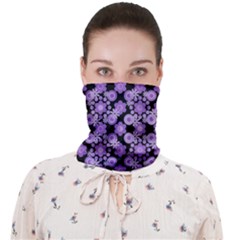 Bitesize Flowers Pearls And Donuts Lilac Black Face Covering Bandana (adult) by Mazipoodles