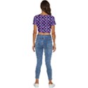 Bitesize Flowers Pearls And Donuts Lilac Black Short Sleeve Square Neckline Crop Top  View4