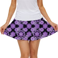 Bitesize Flowers Pearls And Donuts Lilac Black Women s Skort by Mazipoodles