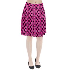 Bitesize Flowers Pearls And Donuts Fuchsia Black Pleated Skirt by Mazipoodles