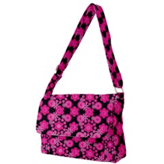 Bitesize Flowers Pearls And Donuts Fuchsia Black Full Print Messenger Bag (S)