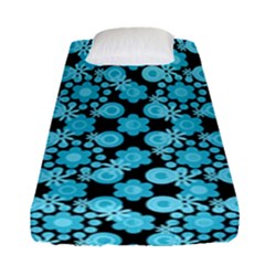 Bitesize Flowers Pearls And Donuts Blue Teal Black Fitted Sheet (single Size) by Mazipoodles