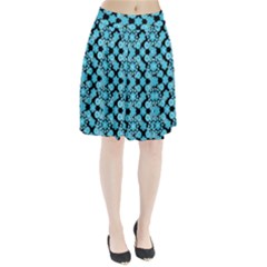 Bitesize Flowers Pearls And Donuts Blue Teal Black Pleated Skirt by Mazipoodles