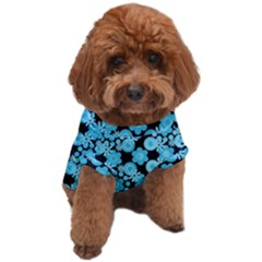 Bitesize Flowers Pearls And Donuts Blue Teal Black Dog T-shirt by Mazipoodles