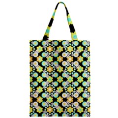 Bitesize Flowers Pearls And Donuts Yellow Spearmint Orange Black White Zipper Classic Tote Bag by Mazipoodles