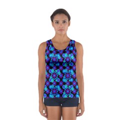 Bitesize Flowers Pearls And Donuts Purple Blue Black Sport Tank Top  by Mazipoodles