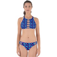 Bitesize Flowers Pearls And Donuts Purple Blue Black Perfectly Cut Out Bikini Set by Mazipoodles