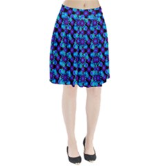Bitesize Flowers Pearls And Donuts Purple Blue Black Pleated Skirt by Mazipoodles