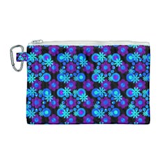 Bitesize Flowers Pearls And Donuts Purple Blue Black Canvas Cosmetic Bag (large)