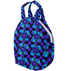 Bitesize Flowers Pearls And Donuts Purple Blue Black Travel Backpack by Mazipoodles