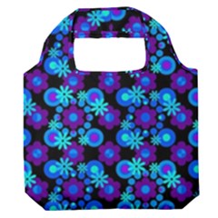 Bitesize Flowers Pearls And Donuts Purple Blue Black Premium Foldable Grocery Recycle Bag