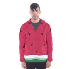 Minimalist Summer Watermelon Wallpaper Men s Hooded Windbreaker by Ravend